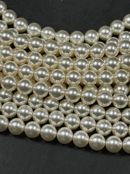 Swarovski Pearl Crystal Beads 4mm 6mm 8mm 10mm Round Bead, Beautiful Cream Color Swarovski Crystal Pearl Bead Genuine Swarovski Pearls 15.5"