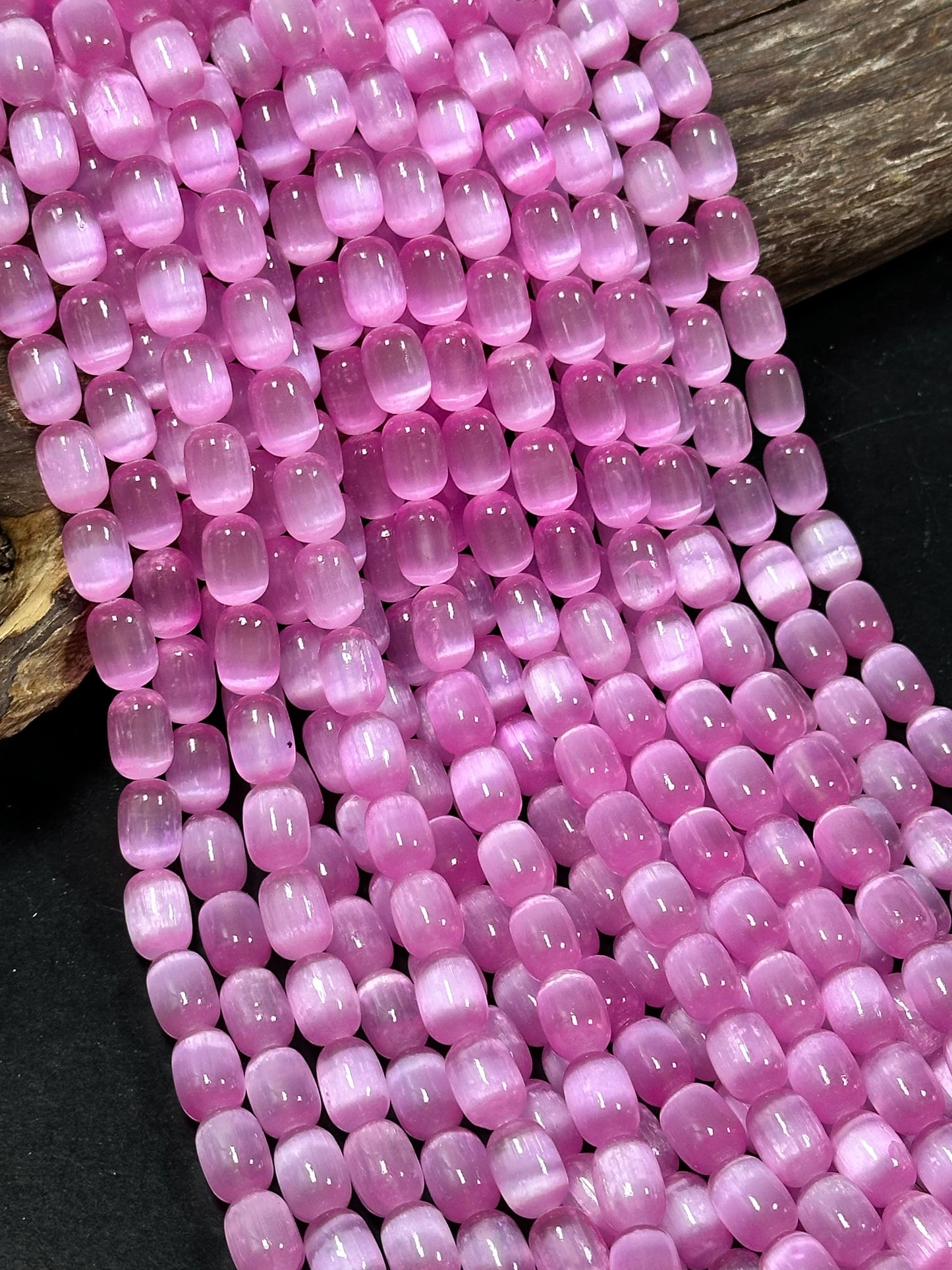 Natural Pink Selenite Gemstone Bead 12x8mm Tube Shape Bead, Beautiful Pink Color Selenite Gemstone Beads, Great Quality Full Strand 15.5"