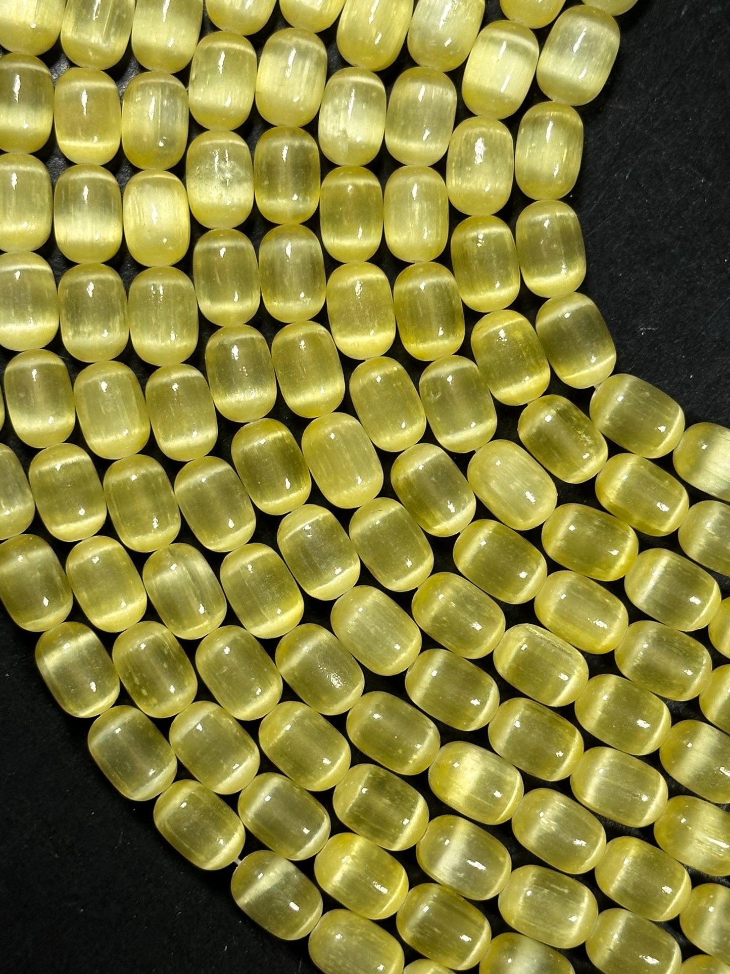 Natural Yellow Selenite Gemstone Bead 12x8mm Tube Shape Bead, Beautiful Yellow Color Selenite Gemstone Bead, Great Quality Full Strand 15.5"