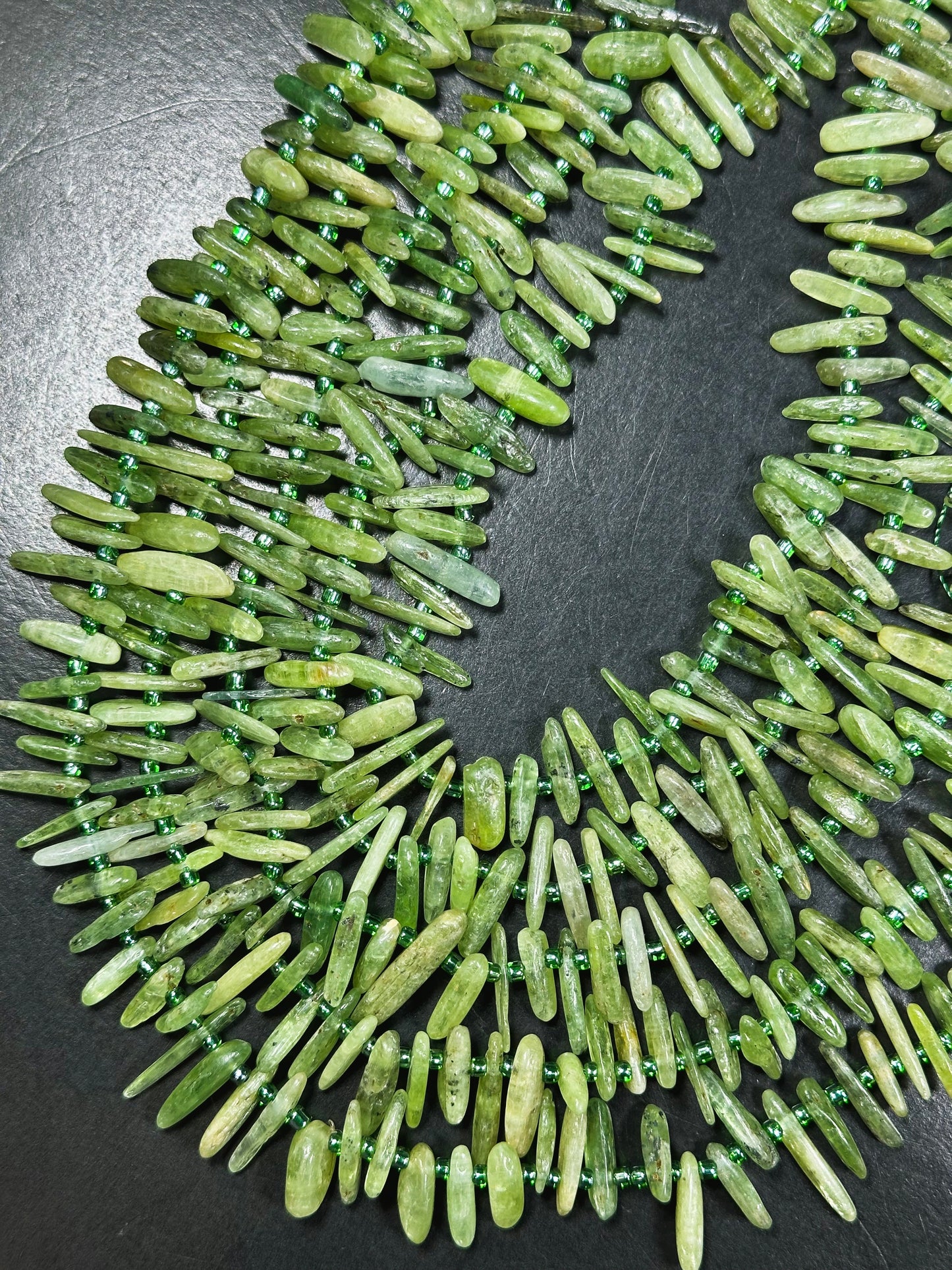 Natural Green Kyanite Gemstone Bead Graduated Stick Shape, Gorgeous Natural Green Color Kyanite Gemstone Bead Great Quality Full Strand 15.5"