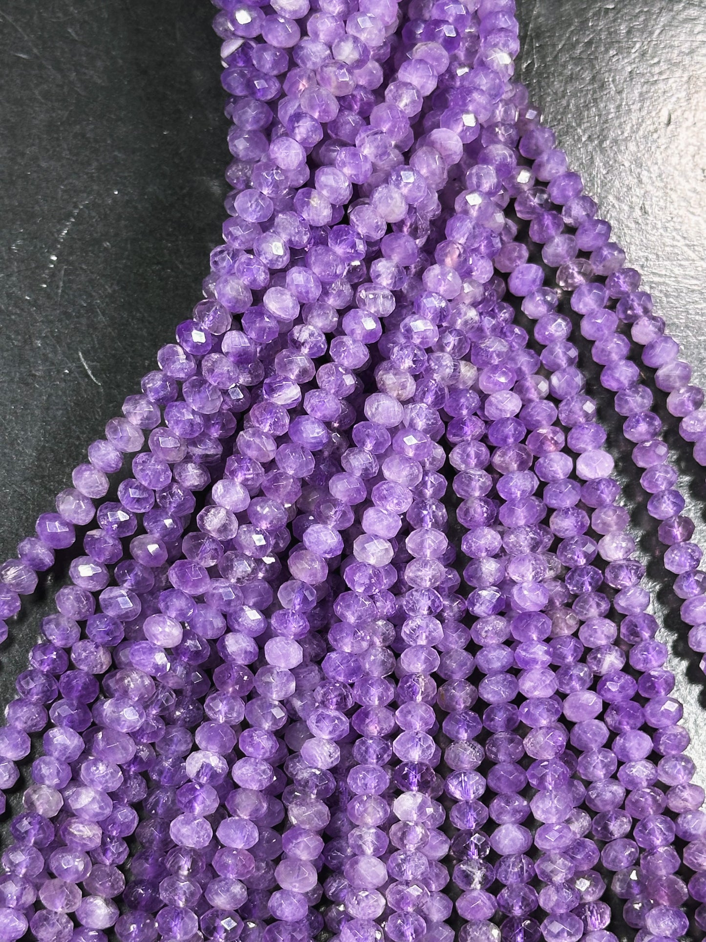 Natural Amethyst Gemstone Bead Faceted 3x5mm Rondelle Shape, Beautiful Natural Purple Amethyst Gemstone Bead Great Quality Full 15.5" Strand