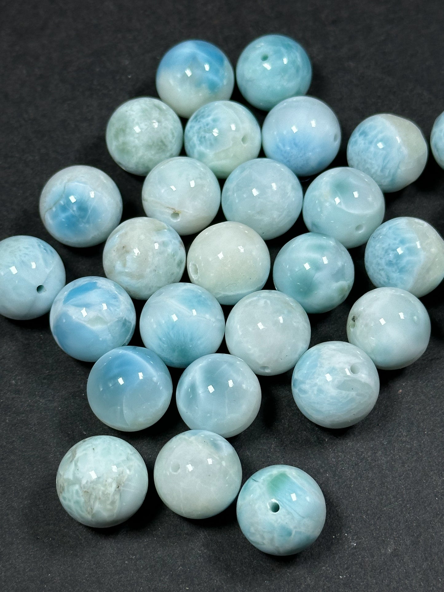 AAA Natural Larimar Gemstone Beads 14mm Round Beads, Beautiful Natural Blue White Color Genuine Larimar Gemstone Beads, LOOSE BEADS (1pc)