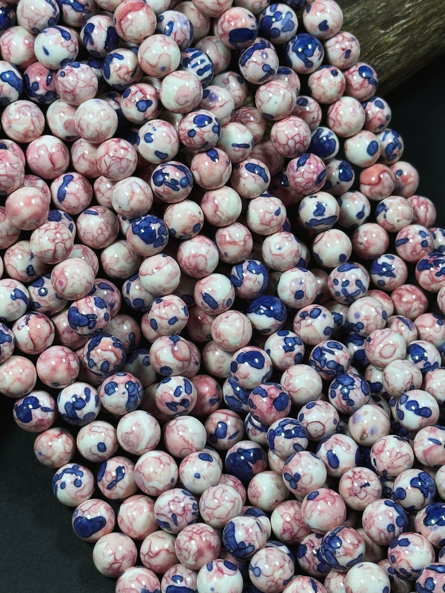 Beautiful Rain Flower Stone Bead 4mm 6mm 8mm 10mm Round Beads, Gorgeous Multicolor Pink Blue Color Rain Flower Bead Full Strand 15.5"