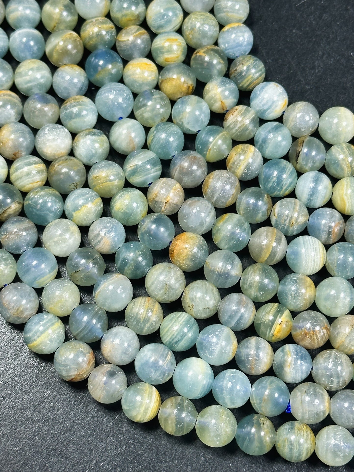 AAA Natural Calcite Gemstone Bead 6mm 8mm 10mm Round Bead. Gorgeous Natural Aqua Blue Brown Calcite Gemstone Bead