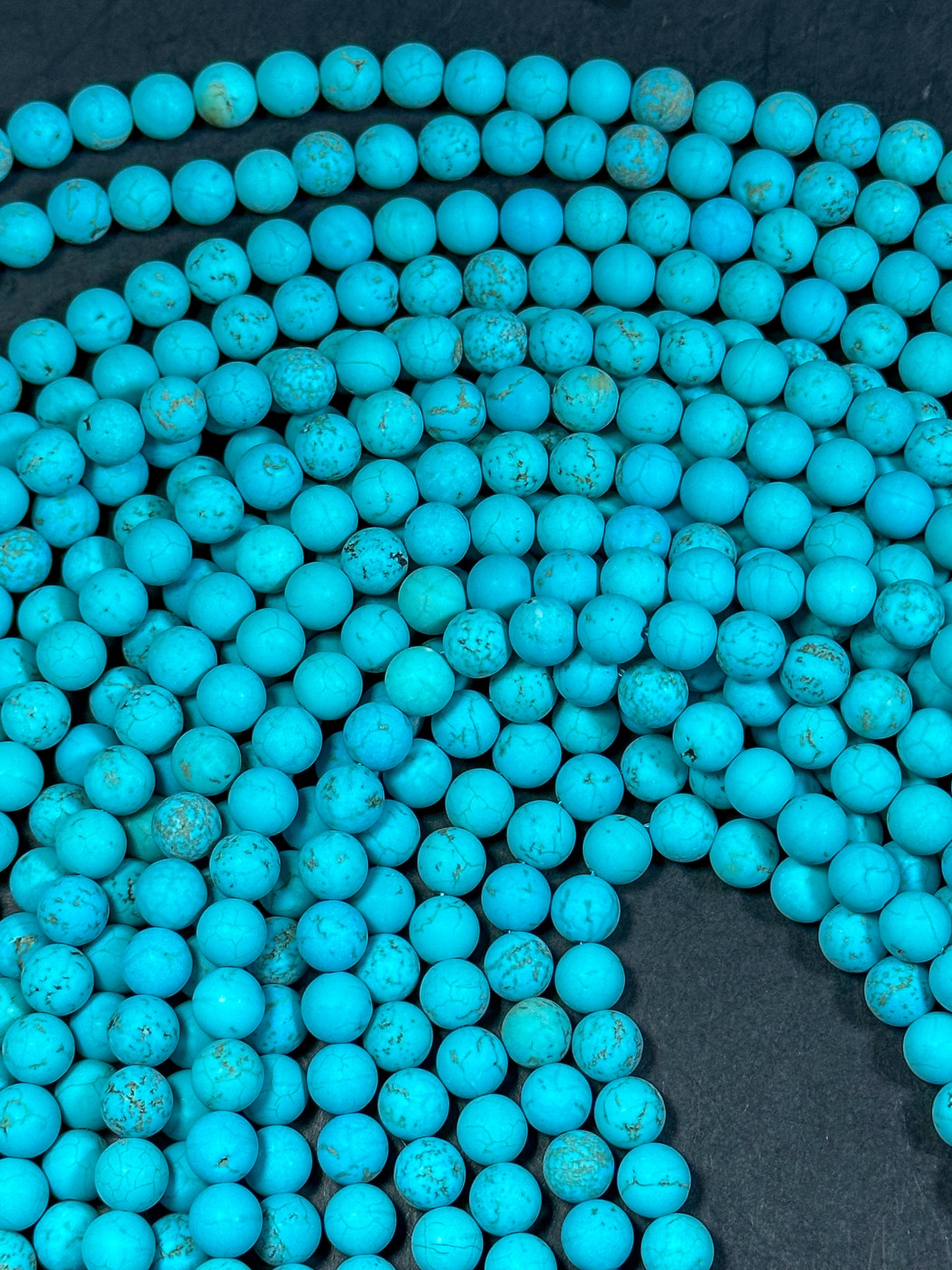 NATURAL Matte Blue Howlite Turquoise Gemstone Bead 6mm 8mm 10mm Round Beads, Gorgeous Turquoise Blue Color Beads Full Strand 15.5"