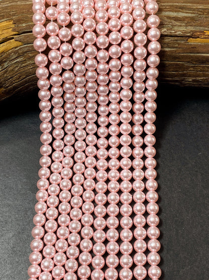 Chinese Swarovski Pearl Crystal Beads 4mm 6mm 8mm 10mm 12mm Round Bead, Beautiful Pink Swarovski Crystal Pearl 15.5"