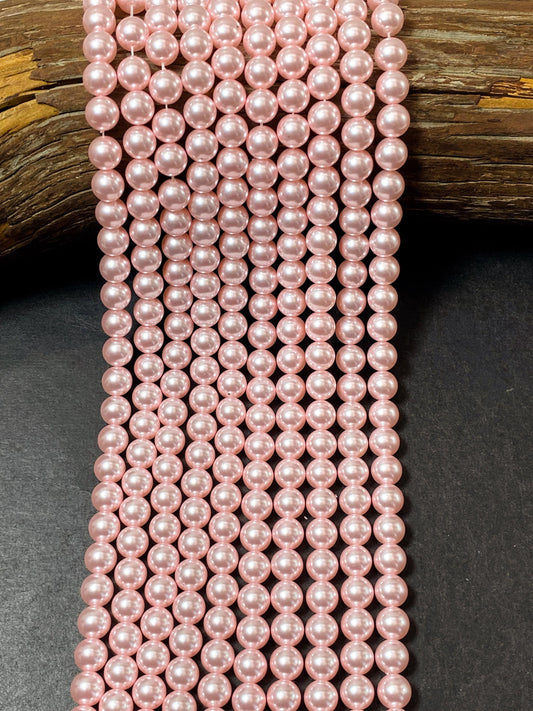 Chinese Swarovski Pearl Crystal Beads 4mm 6mm 8mm 10mm 12mm Round Bead, Beautiful Pink Swarovski Crystal Pearl 15.5"