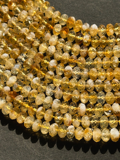 AAA Natural Citrine Gemstone Beads Faceted 5x8mm Rondelle Shape Bead, Beautiful Natural Orange Yellow Color Citrine, Excellent Quality 15.5"