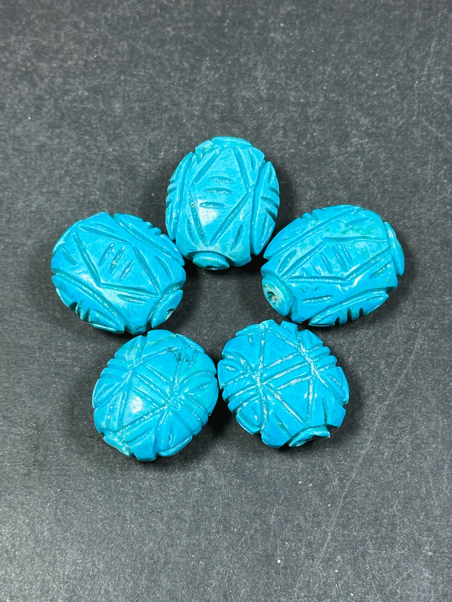 Hand Carved Howlite Turquoise Gemstone Beads Oval Shape Beads, Beautiful Hand Carved Blue Howlite Turquoise Gemstone LOOSE BEAD (1pc)