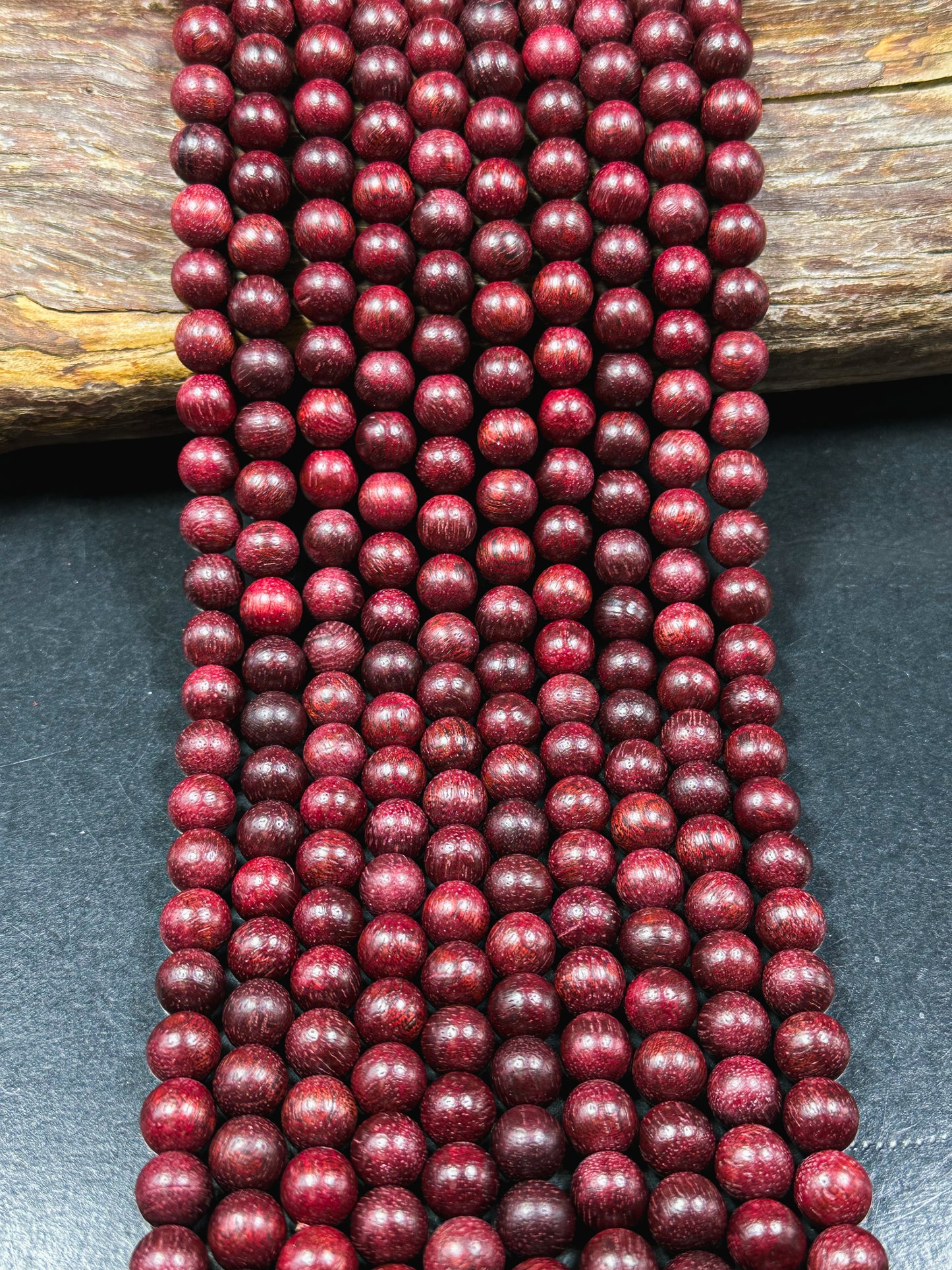 Natural Red Sandalwood Beads 6mm 8mm 10mm Round Beads, Natural Mahogany Red Aromatic Wood Meditation Prayer Mala Beads Full Strand 15.5"