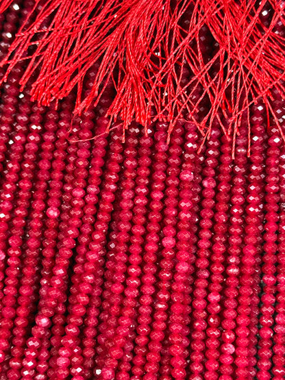 Natural Red Jade Gemstone Bead Faceted 3mm Bead, Gorgeous Natural Red Color Jade Bead Excellent Quality Full Strand 15.5"