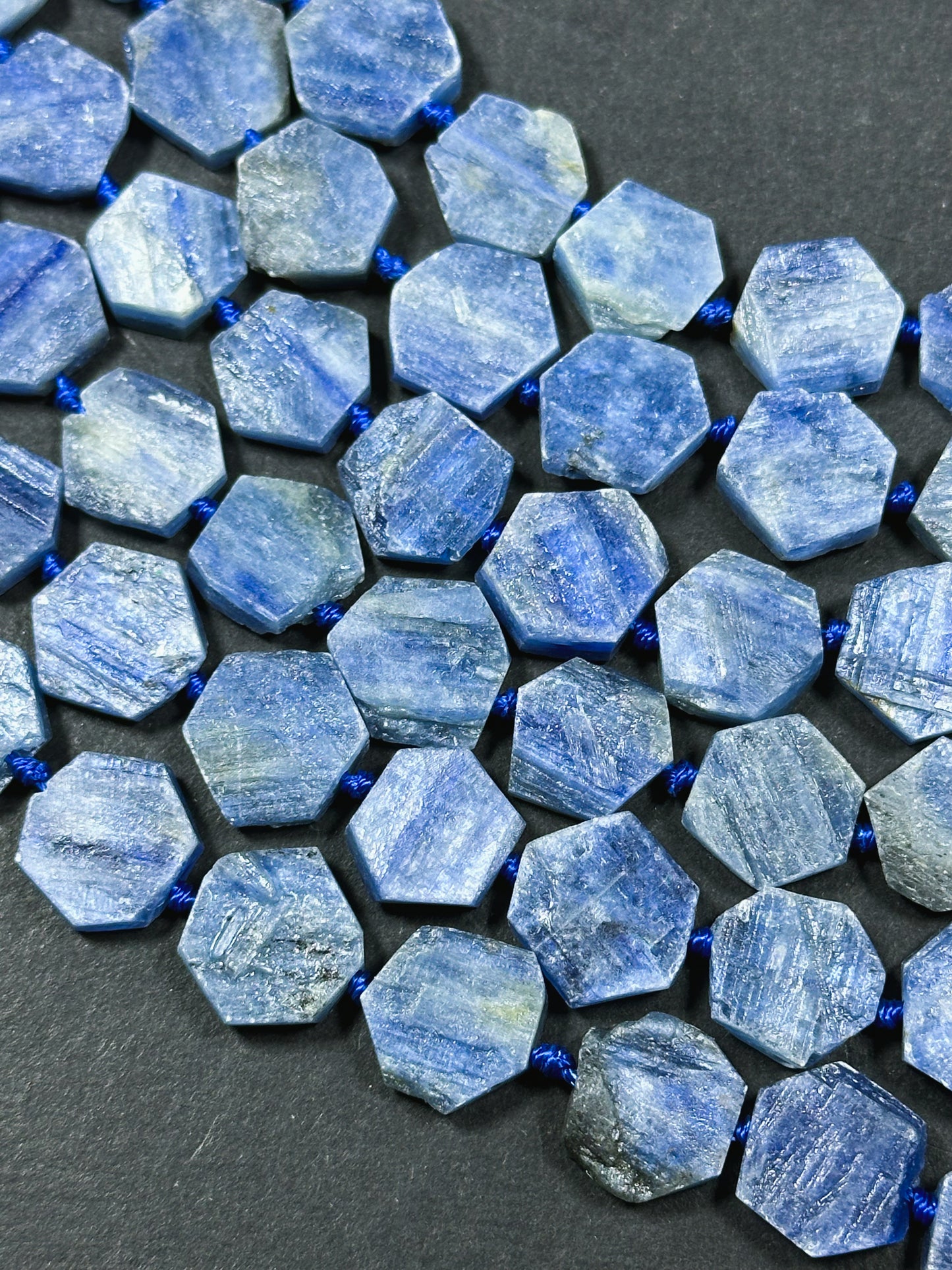 Natural Kyanite Gemstone Bead 14mm Hexagon Shape Bead, Beautiful Natural Blue Color Kyanite Gemstone Beads, Great Quality Full Strand 15.5"