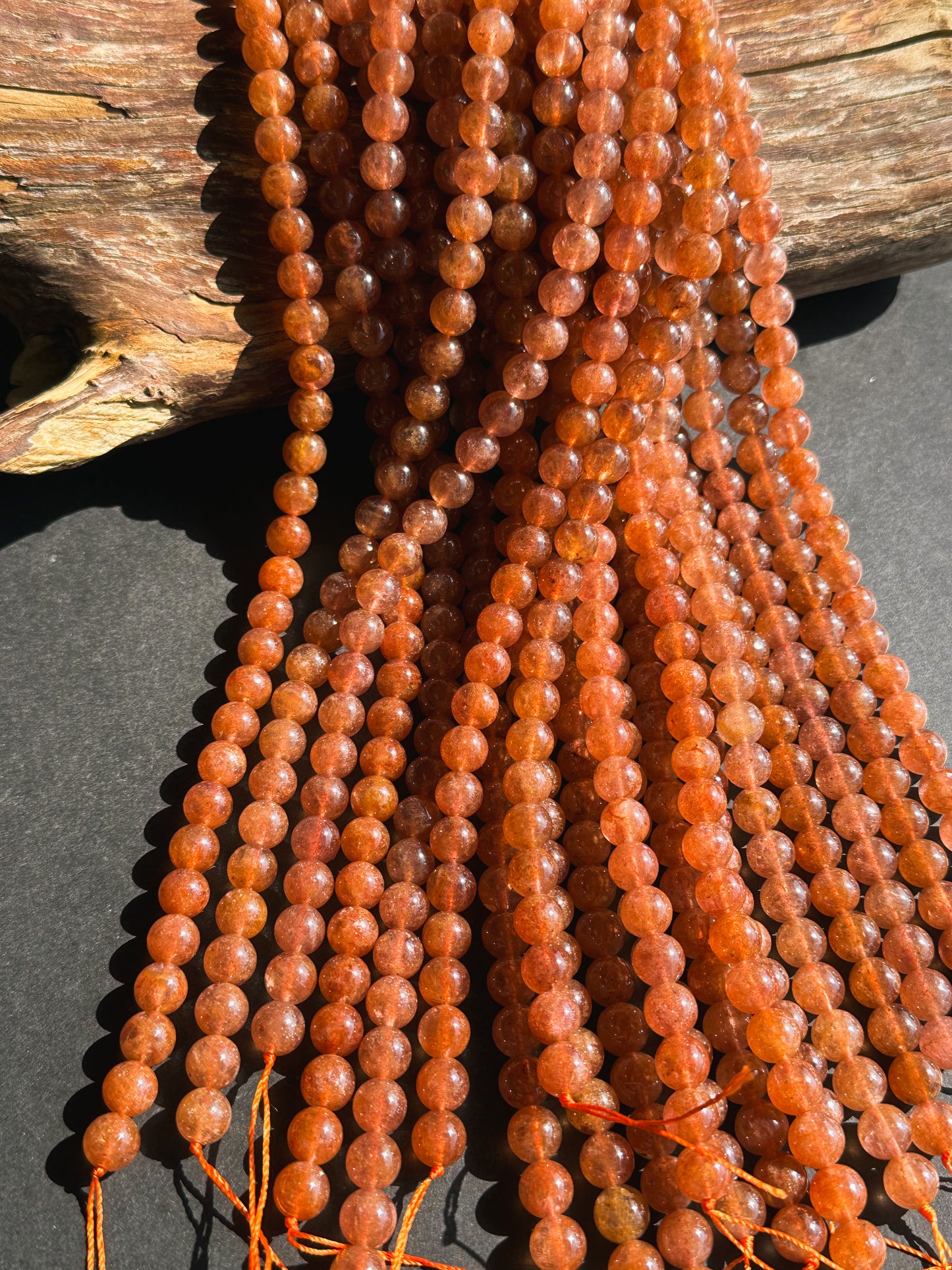 Natural Orange Strawberry Quartz Gemstone Bead 8mm 10mm Round Beads, Beautiful Natural Golden Orange Color Strawberry Quartz Beads 15.5"