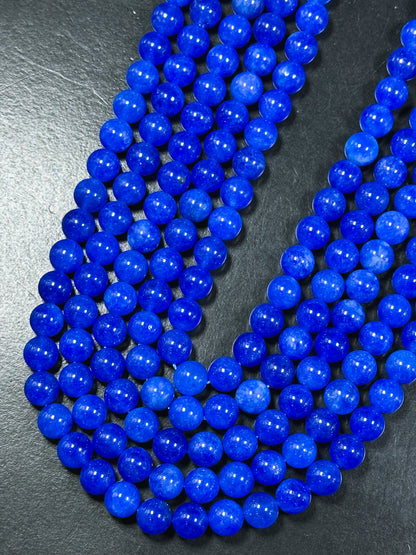 Natural Blue Jade Gemstone Bead 6mm 8mm 10mm Round Beads, Beautiful Blue Dyed Color Jade Gemstone Beads, Great Quality Full Strand 15.5"