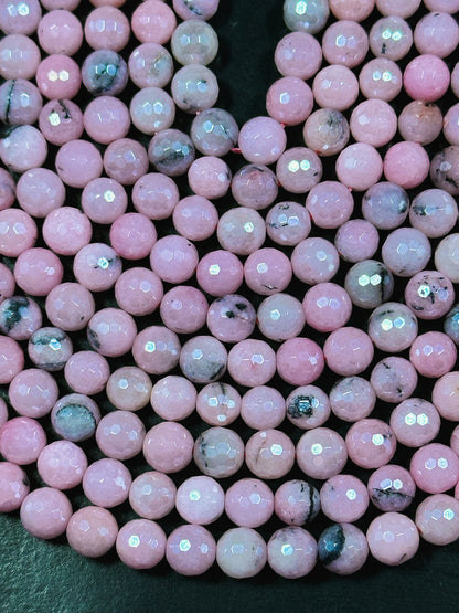 Mystic Natural Pink Opal Gemstone Bead Faceted 8mm 10mm Round Beads, Beautiful Pink Color Pink Opal Gemstone Bead Great Quality, 15.5" Strand