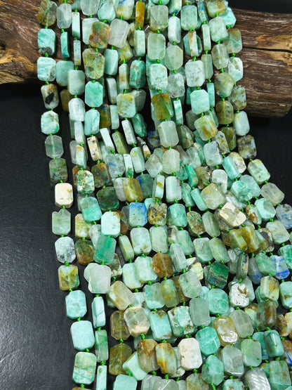 Natural Chrysocolla Gemstone Bead 15x10mm Tablet Shape, Gorgeous Natural Green Blue Color Chrysocolla Bead, Great Quality Full Strand 15.5"