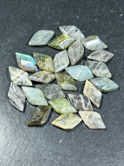 NATURAL Labradorite Gemstone Bead Faceted 24x12mm Diamond Shape Bead, Beautiful Natural Gray with Blue Rainbow Flash Color LOOSE Labradorite