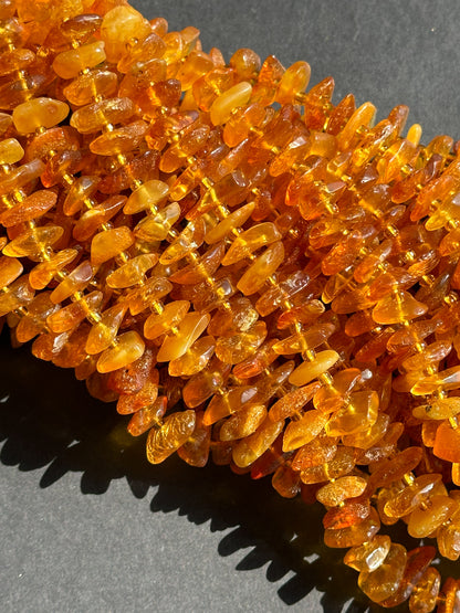 Natural Baltic Gold Amber Gemstone Bead Freeform Pinwheel Shape Bead, Gorgeous Natural Golden Orange Yellow Baltic Gold Stone Beads, 15.5" Strand