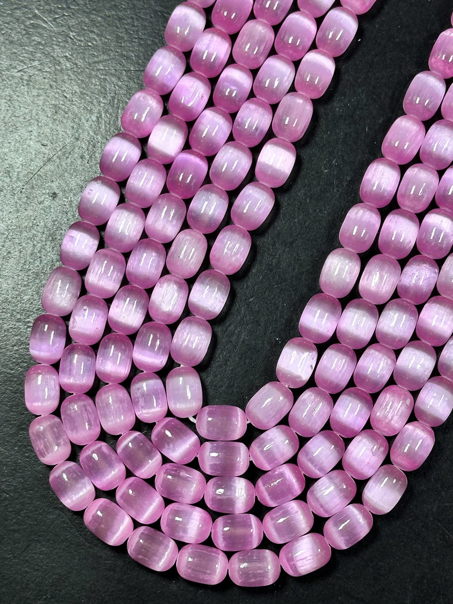 Natural Pink Selenite Gemstone Bead 12x8mm Tube Shape Bead, Beautiful Pink Color Selenite Gemstone Beads, Great Quality Full Strand 15.5"