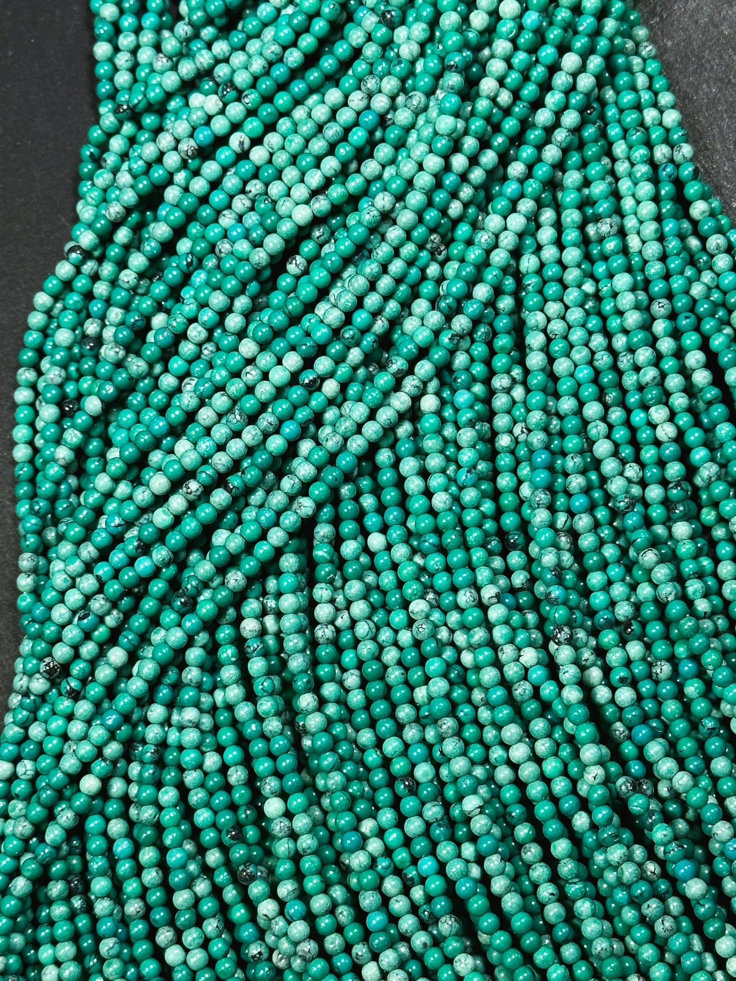 AAA Natural Turquoise Gemstone Bead 3mm Round Beads, Beautiful Green Blue Color Turquoise Gemstone Beads Excellent Quality Full Strand 15.5"