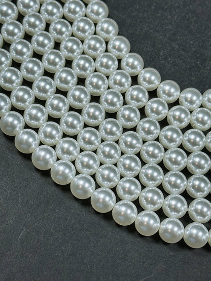 Swarovski Pearl Crystal Beads 4mm 6mm 8mm 10mm 12mm Round Bead, Beautiful White Swarovski Crystal Pearl Bead Genuine Round Swarovski Pearls 15.5"