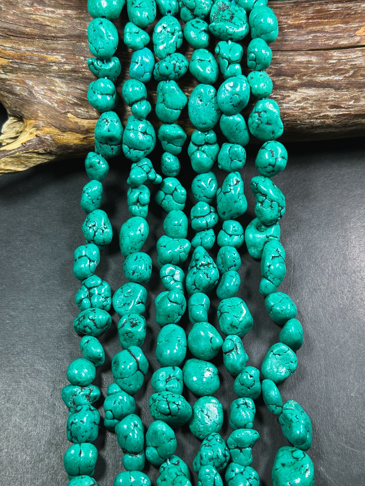 Beautiful Howlite Turquoise Gemstone Beads Freeform Nugget Shape Beads, Gorgeous Green Turquoise Color Howlite Stone Bead, Full Strand 15.5"