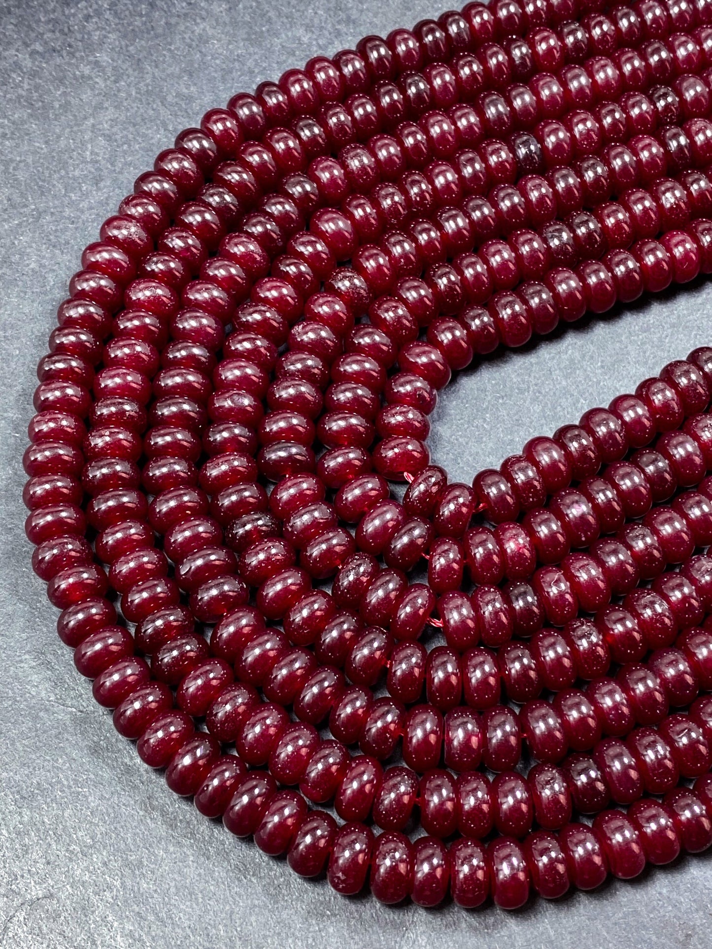 NATURAL Red Jade Gemstone Bead 8x5mm Rondelle Shape Bead, Beautiful Red Color Jade Gemstone Beads, Great Quality Bead Full Strand 15.5"