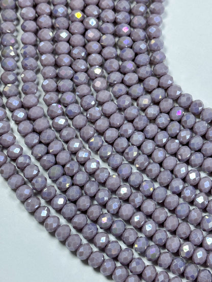 Beautiful Mystic Chinese Crystal Glass Bead Faceted 4x3mm 6x5mm Rondelle Shape, Gorgeous Iridescent Light Purple Color Crystal Great Quality Glass