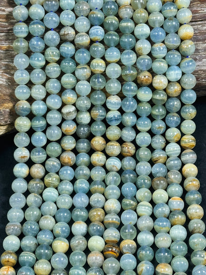 AAA Natural Calcite Gemstone Bead 6mm 8mm 10mm Round Bead. Gorgeous Natural Aqua Blue Brown Calcite Gemstone Bead