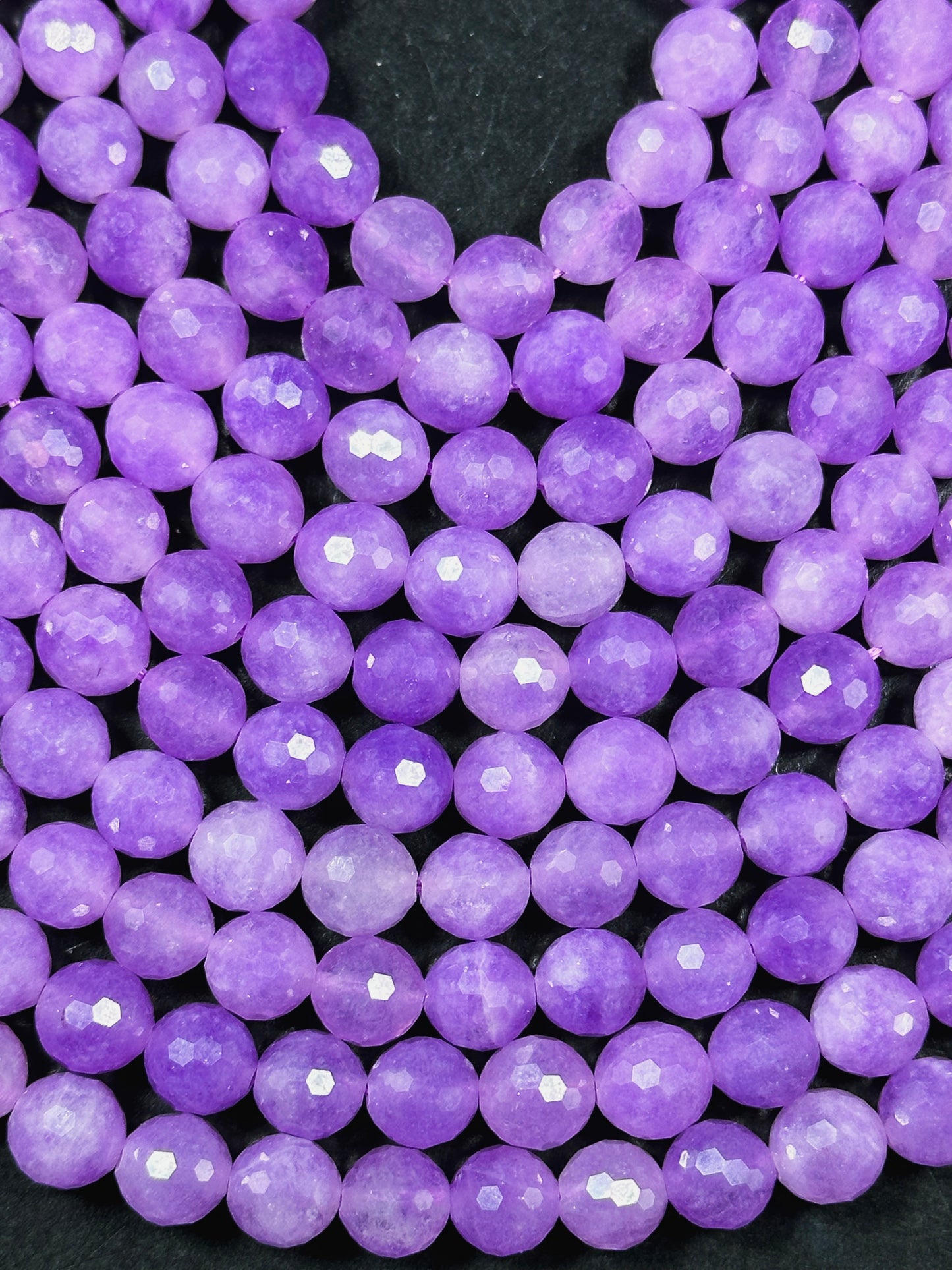 NATURAL Lavender Jade Gemstone Bead Faceted 6mm 8mm 10mm Round Bead Beautiful Lavender Purple Color Jade Gemstone Bead Nice Quality Full Strand 15.5"