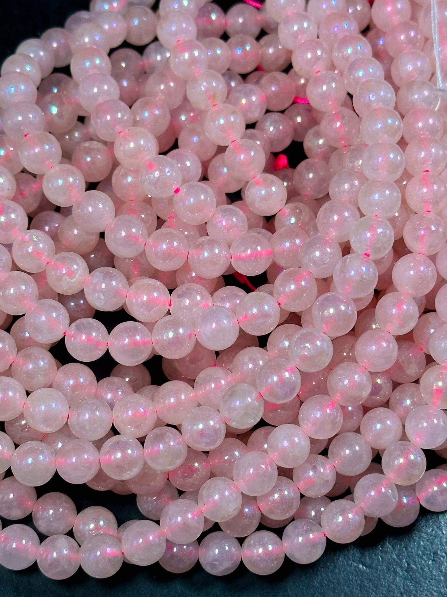 AAA Mystic Natural Rose Quartz Gemstone Bead 6mm 8mm 10mm Round Bead, Beautiful Natural Pink Color Rose Quartz Gemstone Bead 15.5" Strand