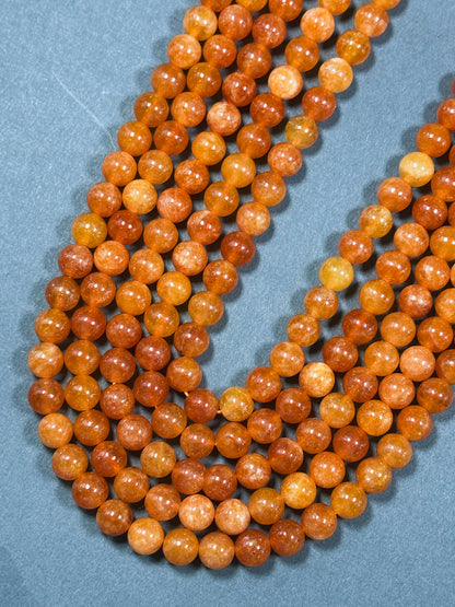 Natural Orange Jade Gemstone Bead 6mm 8mm Round Beads, Beautiful Orange Color Jade Gemstone Beads, Great Quality Jade Bead Full Strand 15.5"