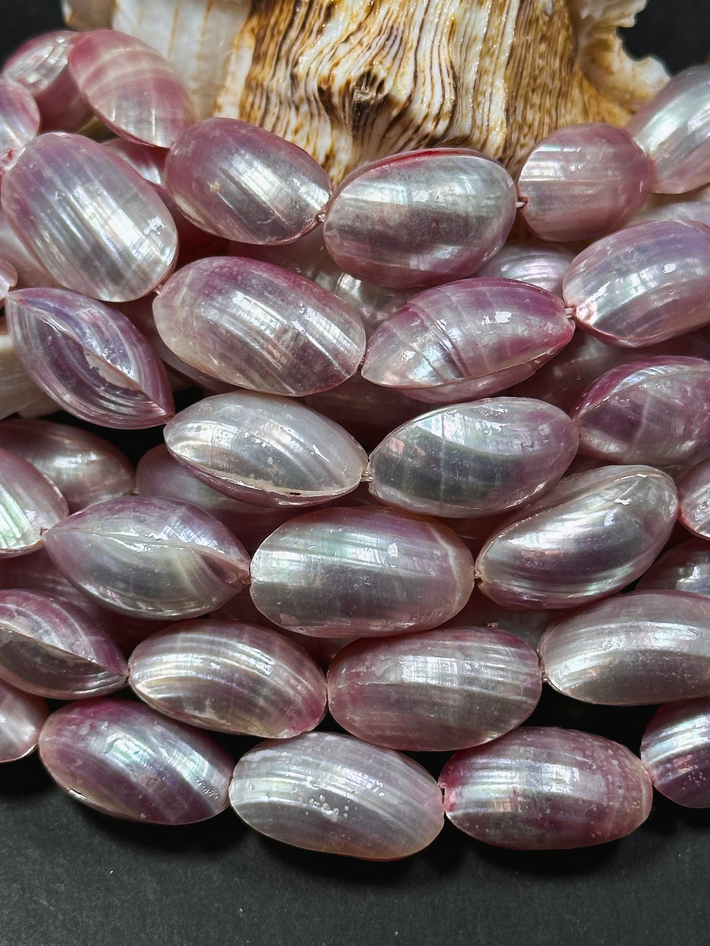 Natural Pink Sea Shell Beads, Natural Sea Shell Oval Shape Beads, Gorgeous Mauve Pink Color Sea Shell Beads, 15.5" Strand