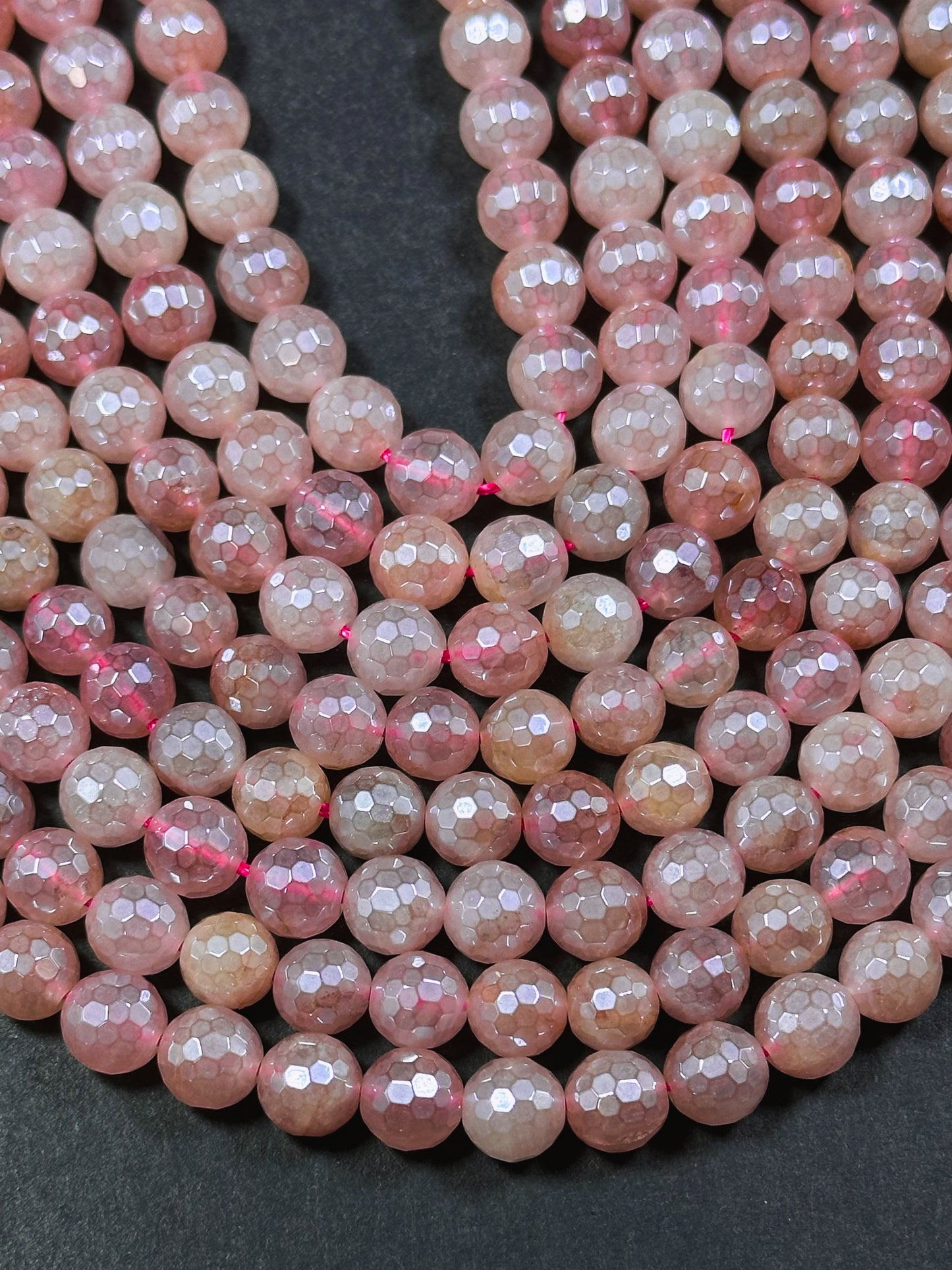 Mystic Natural Strawberry Quartz Gemstone Bead Faceted 6mm 8mm Round Beads, Beautiful Mystic Natural Pink Color Strawberry Quartz Bead 15.5"