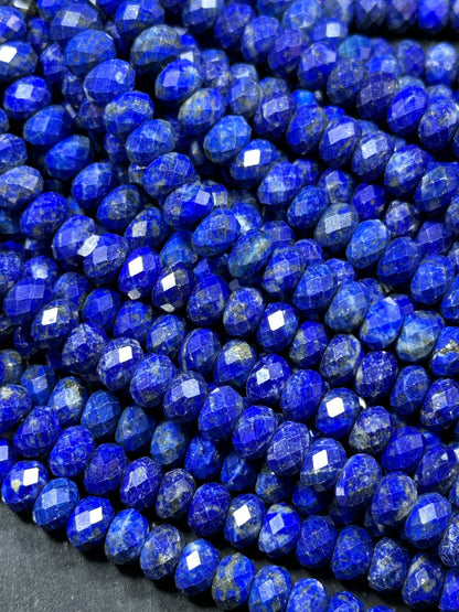 AAA Natural Lapis Lazuli Gemstone Bead Faceted 5x8mm Rondelle Shape, Gorgeous Natural Royal Blue Color Lapis Beads, 15.5" Strand