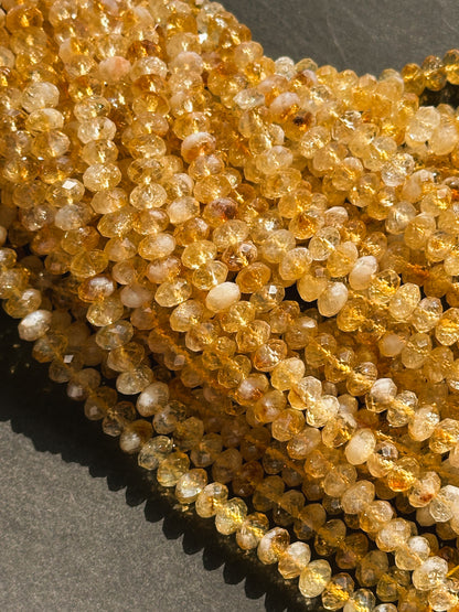 AAA Natural Citrine Gemstone Beads Faceted 5x8mm Rondelle Shape Bead, Beautiful Natural Orange Yellow Color Citrine, Excellent Quality 15.5"