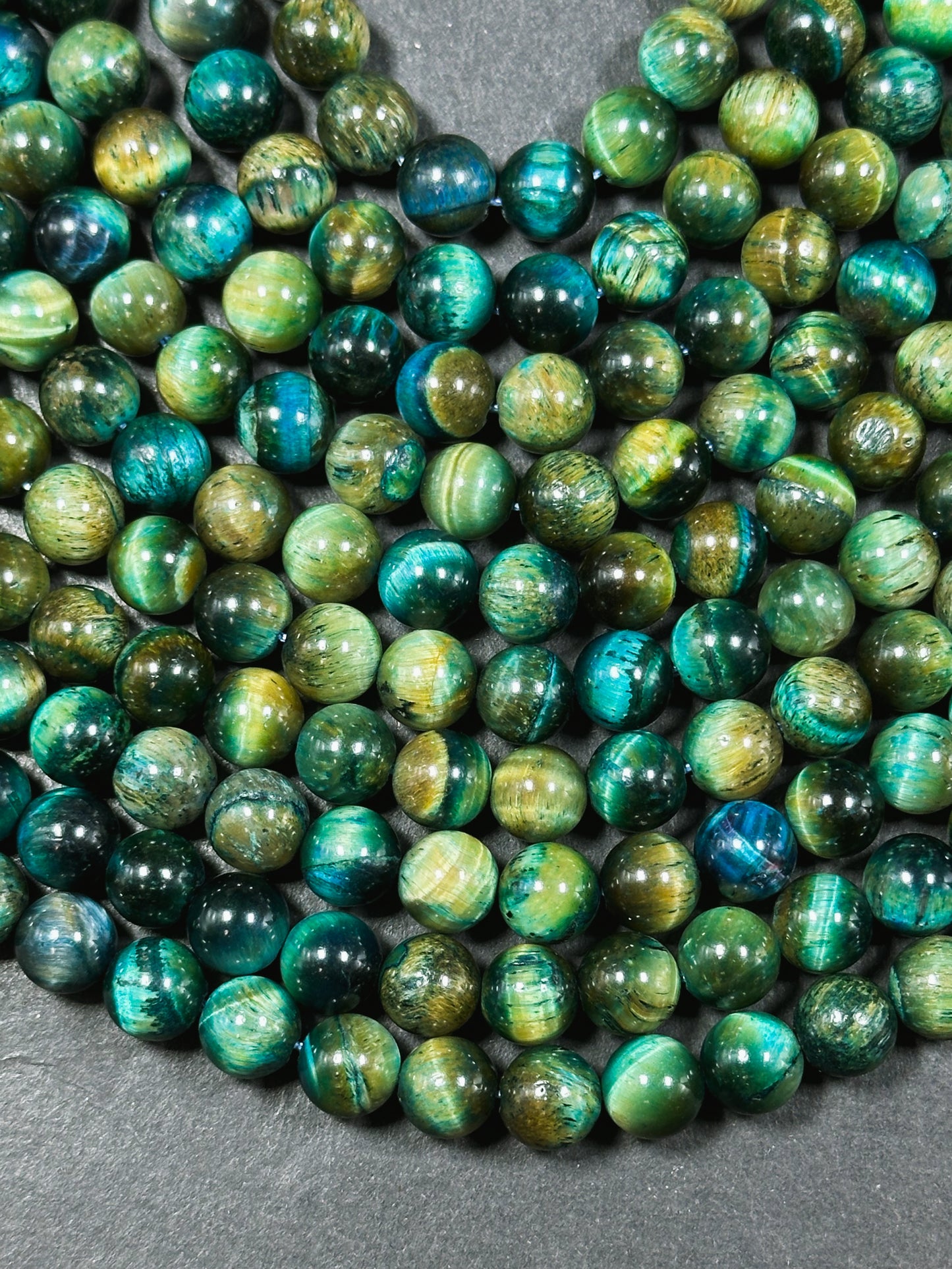 Beautiful Teal Honey Tiger Eye Gemstone 8mm Round Beads, Gorgeous Turquoise Blue Teal Honey Yellow Color Tiger Eye Gemstone Beads 15.5"