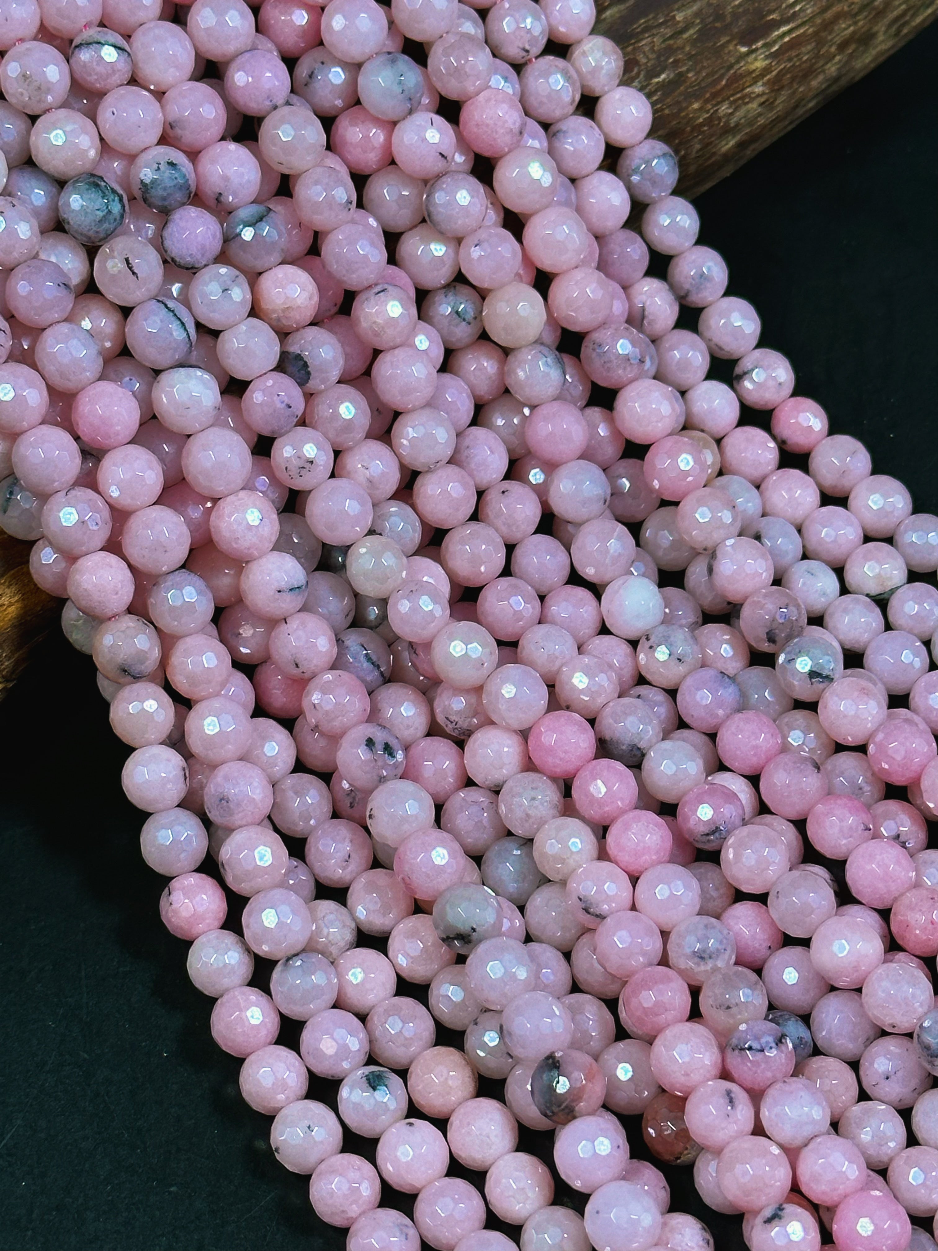 Bracelet, Prehnite and pink Orange Agate 10 popular mm Round Beads Gemstone mix with accent bead