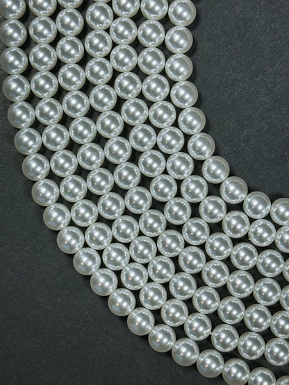 Swarovski Pearl Crystal Beads 4mm 6mm 8mm 10mm 12mm Round Bead, Beautiful White Swarovski Crystal Pearl Bead Genuine Round Swarovski Pearls 15.5"