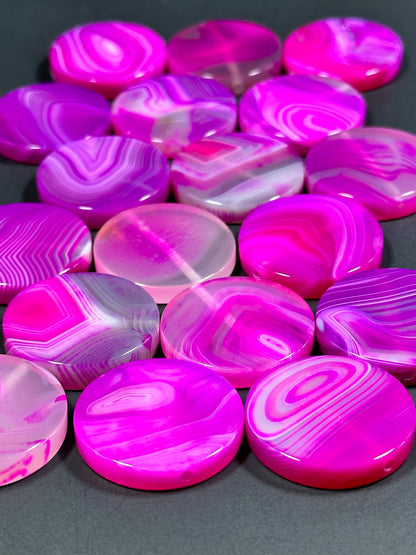 NATURAL Botswana Agate Gemstone Bead 25mm 30mm Coin Shape Beads, Gorgeous Pink Color Botswana Agate Gemstone Beads, LOOSE Gemstone Beads