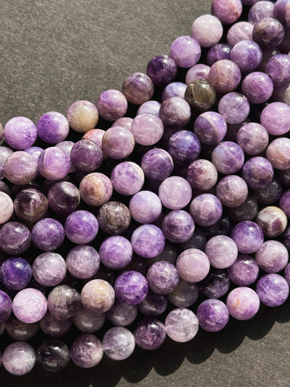 Natural Flower Amethyst Gemstone Bead 10mm Round Beads, Gorgeous Natural Purple Beige Color Flower Amethyst Stone Beads, Full Strand 15.5"