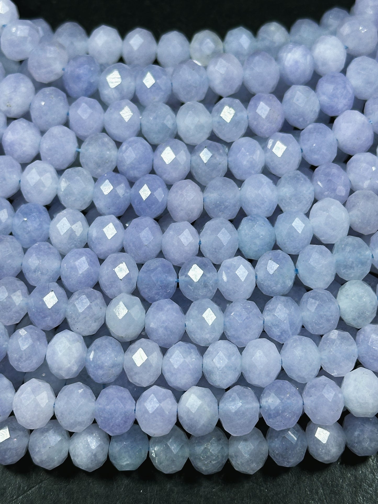 Natural Blue Lace Agate Gemstone Bead Faceted 8x6mm Rondelle Shape Bead, Beautiful Natural Blue Color Chalcedony Bead, Great Quality 15.5"