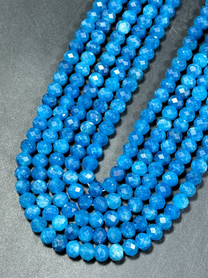 NATURAL Blue Apatite Gemstone Bead Faceted 6x5mm 8x6mm Rondelle Shape, Beautiful Blue Color Apatite Gemstone Bead, Great Quality Apatite 15.5"