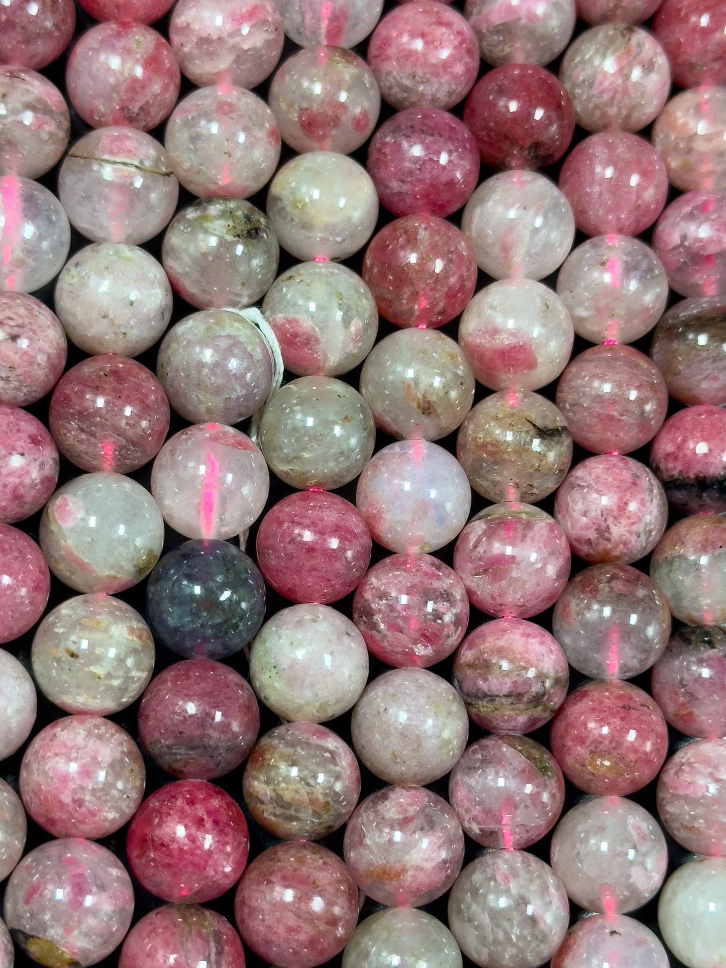 AA Natural Sakura Rhodonite Gemstone Bead 6mm 8mm 10mm Round Beads, Gorgeous Natural Pink Rhodonite Beads, Excellent Quality 15.5" Strand