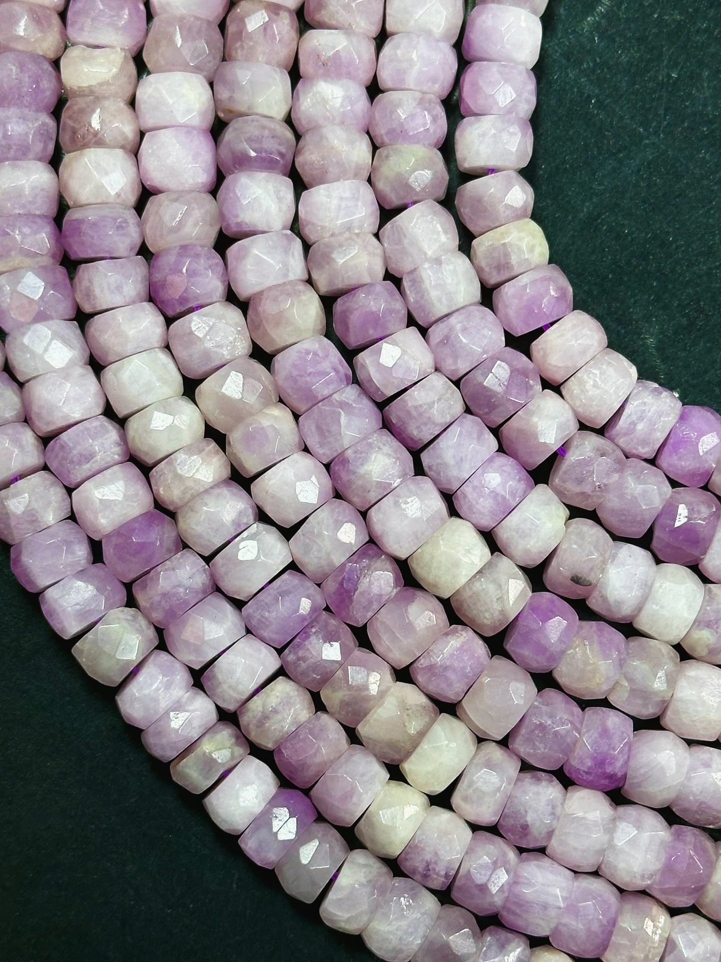 AAA Natural Kunzite Gemstone Bead Faceted 9x6mm Rondelle Shape, Gorgeous Natural Pink Purple Color Kunzite, Excellent Quality 15.5" Strand