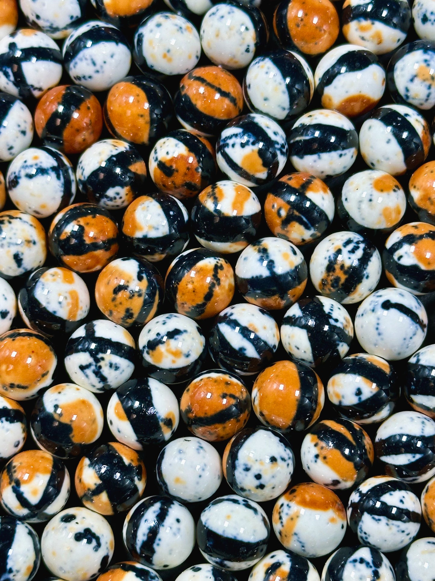 Beautiful Rain Flower Stone Bead 4mm 6mm 8mm 10mm Round Beads, Gorgeous Multicolor Orange Black White Rain Flower Beads Full Strand 15.5"