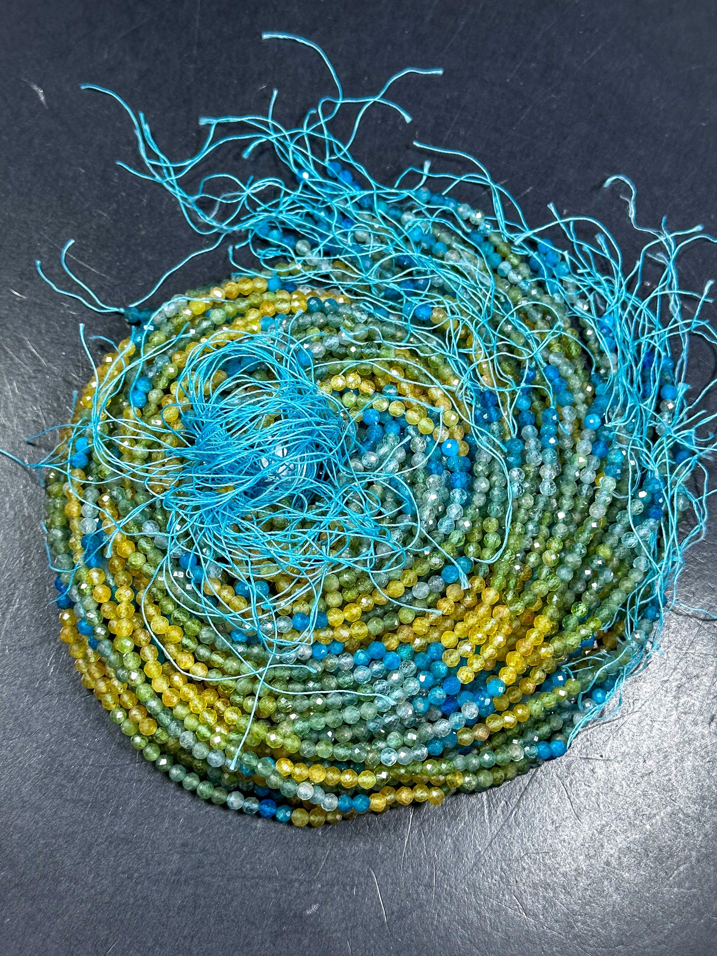 NATURAL Multicolor Apatite Gemstone Bead Faceted 3mm 4mm Round Beads, Beautiful Yellow Blue Green Color Apatite Beads Full Strand 15.5"