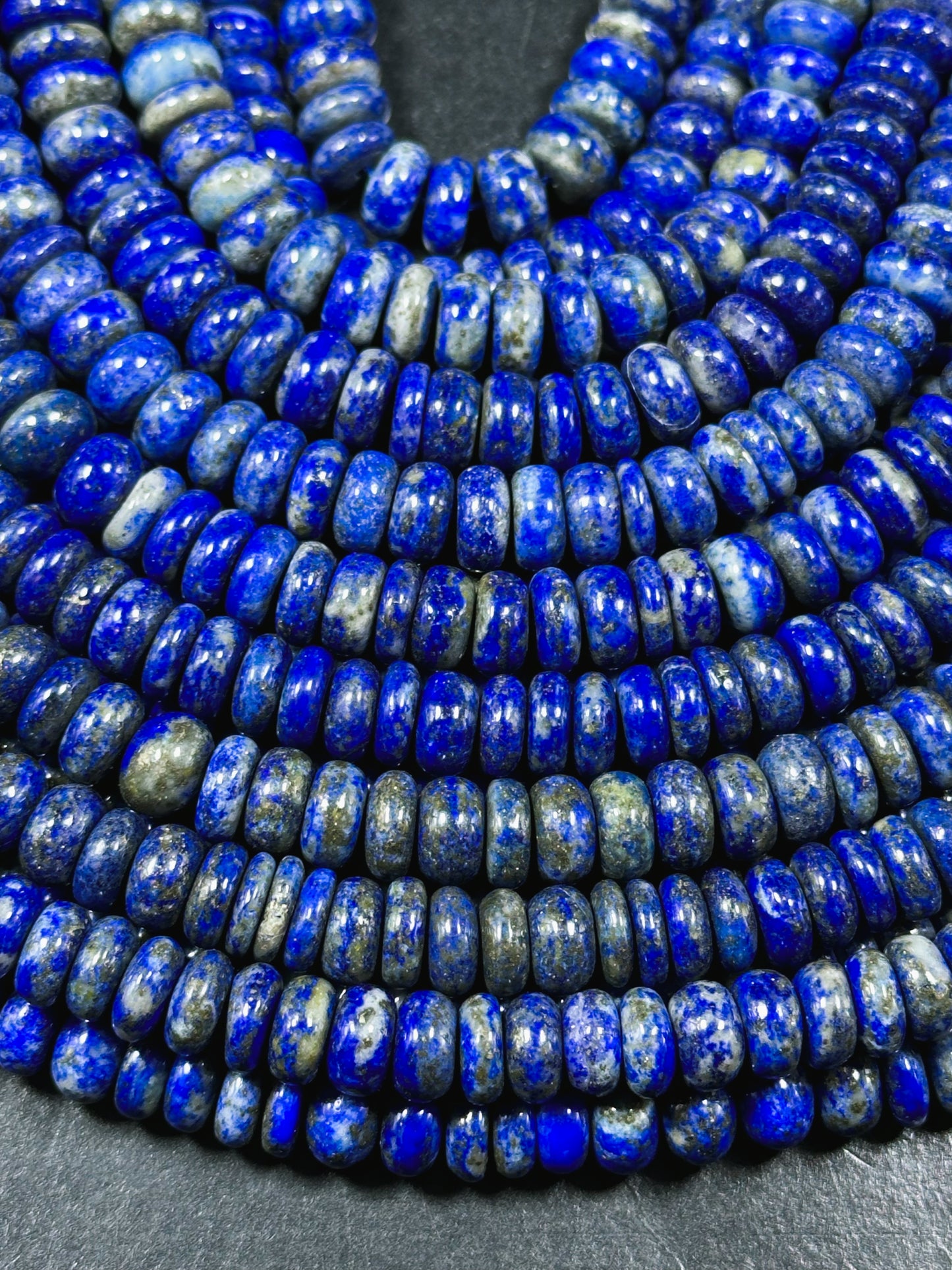 Natural Lapis Lazuli Gemstone Bead 8x3mm Rondelle Shape, Beautiful Natural Blue Color Lapis Lazuli Stone Bead Excellent Quality 15.5" Strand