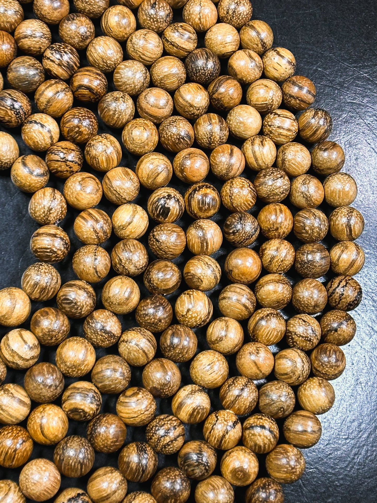 Natural Tiger Skin Sandalwood Beads 8mm 10mm Round Beads, Natural Light Brown Aromatic Wood Meditation Prayer Mala Beads Full Strand 15.5"