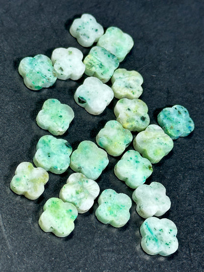 NATURAL Chrysocolla Gemstone Bead Faceted 17mm Clover Flower Shape Beautiful Natural Green Blue Color Chrysocolla Gemstone Bead LOOSE Beads